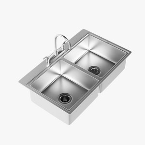 double bowl kitchen sink 3D model