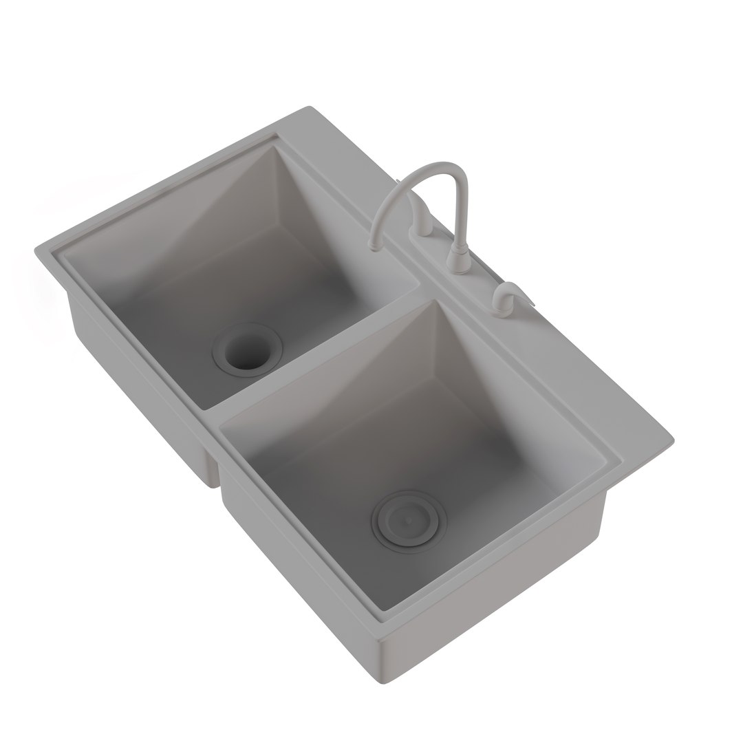 Double Bowl Kitchen Sink 3d Model Turbosquid 1916914