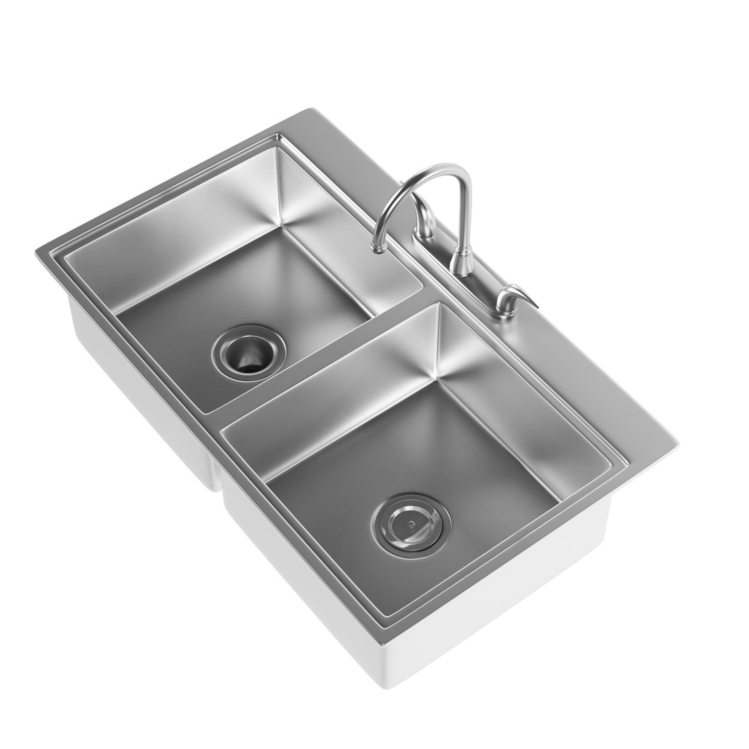 Double Bowl Kitchen Sink 3d Model Turbosquid 1916914