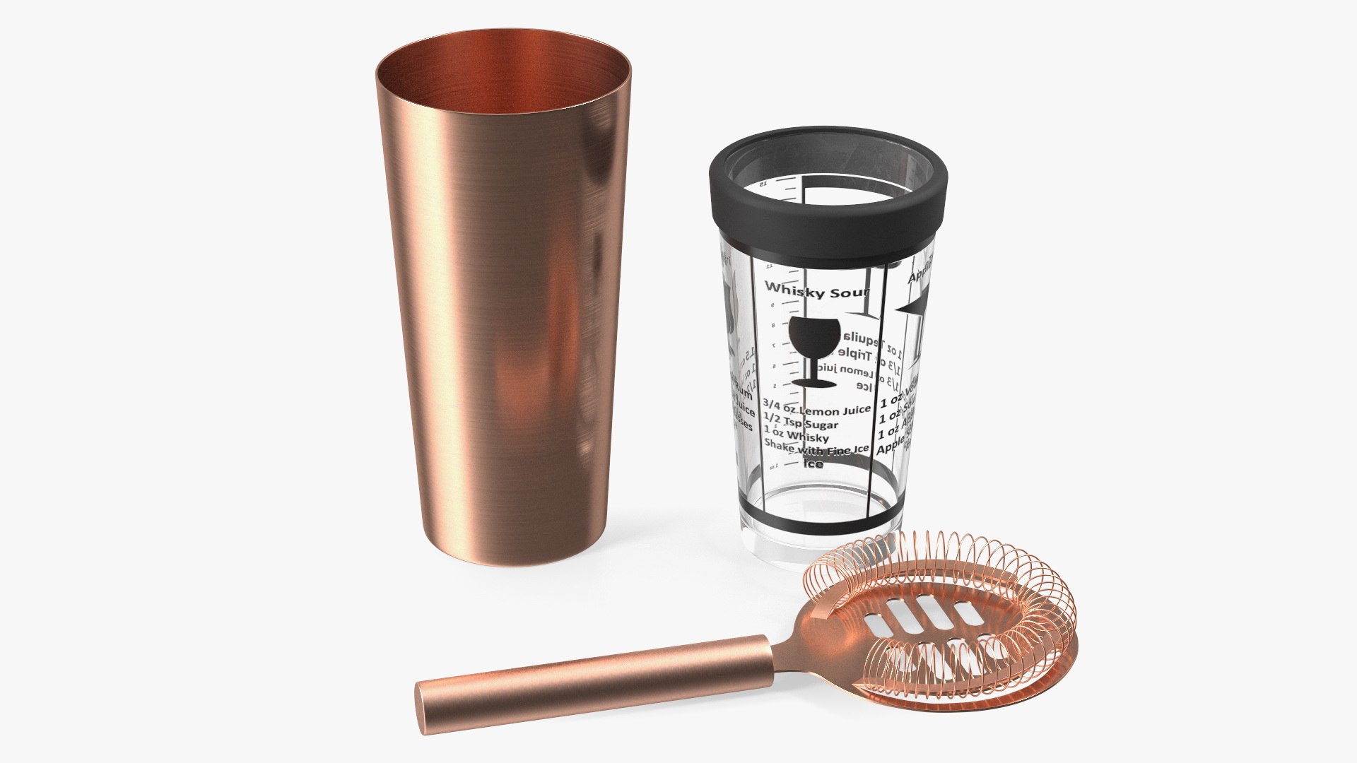 Hand Cocktail Shaker Copper 3D model preview