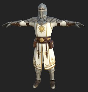 Rigged Animated PBR Medieval Knight Sun Templar 3D