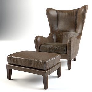 garbo leather wingback chair 3D model