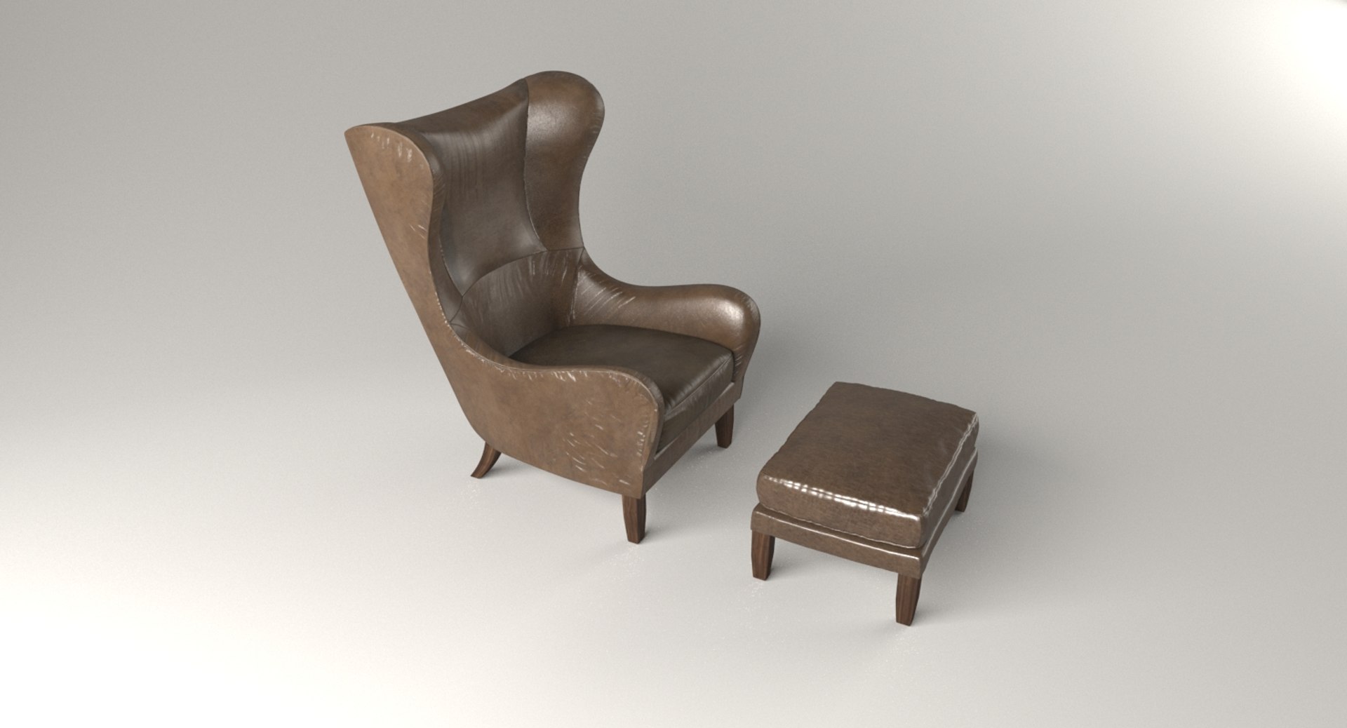 Garbo leather wingback chair 3D model TurboSquid 1287157