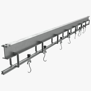 Overhead Meat Rail with Sliding Hooks