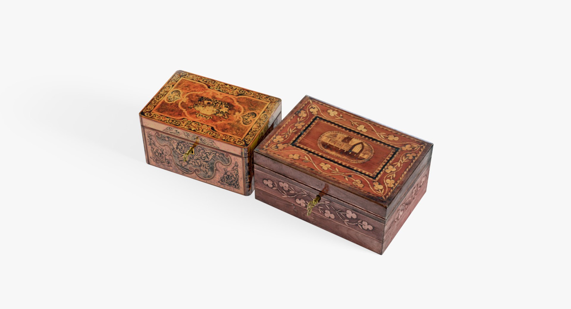 vintage boxes intarsia 3ds
