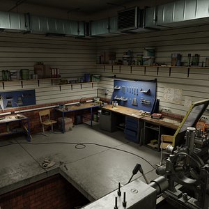 3D Workshop Garage Environment Realtime