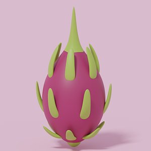 Cartoon Dragon Fruit Pitaya 3D model