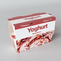 Strawberry Yoghurt Four Pack 3D Model