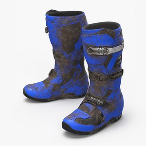 Enduro Motocross Boots Blue Muddy 3D model