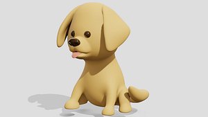 3D Cute dog golden retriever model