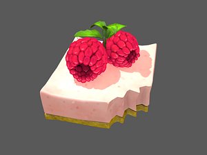 3D stylized raspberry cheesecake model