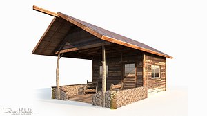 3D old wooden shanty
