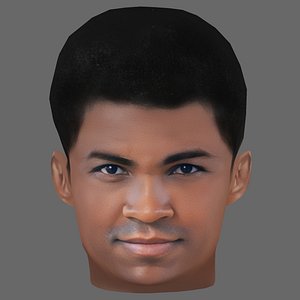 Muhammad Ali Head - Low poly head for game Low-poly 3D model