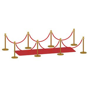 3D Red carpet Gold Stanchion