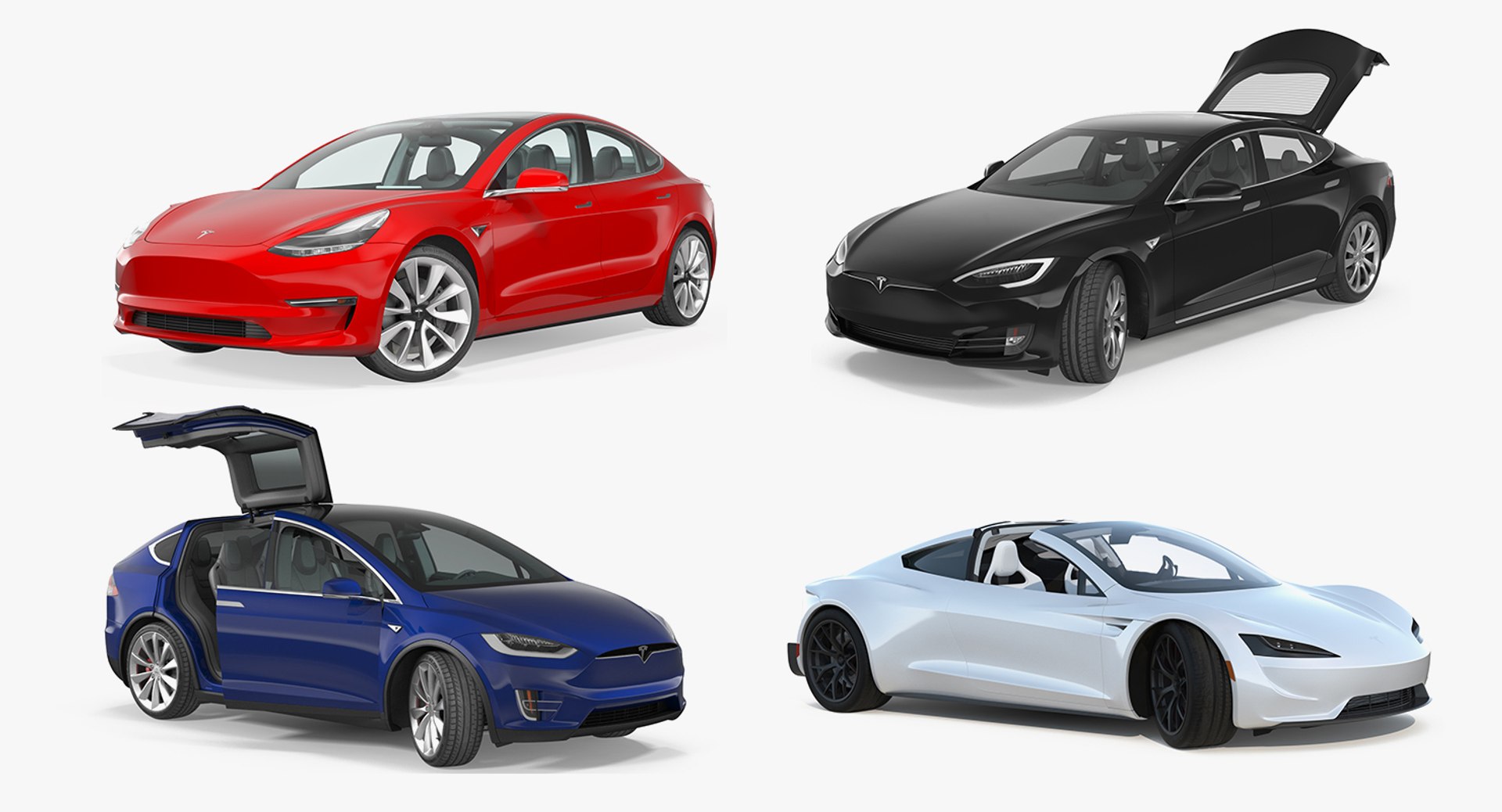 Tesla Rigged Cars 3D Models Collection 3 3D model preview