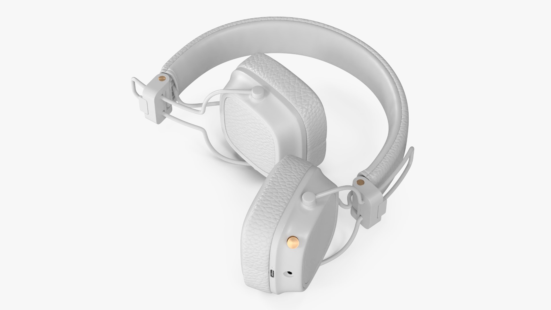 Overhead Headphones White Rigged 3D model preview