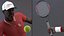 Black Elderly Man Playing Tennis 3D