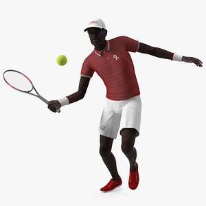 Black Elderly Man Playing Tennis 3D