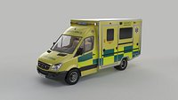 London ambulance based on Mercedes Sprinter England Ambulance EU 3D model