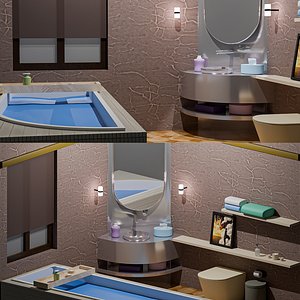 Modern Luxury Marble Bathroom Interior 3D Model
