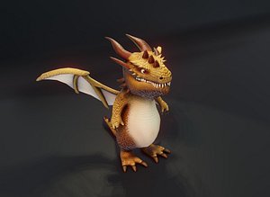 3D Cartoon Brown Dragon Low-poly 3D Model