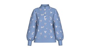 Girls Mandarin Collar Floral Printed Sweatshirt model