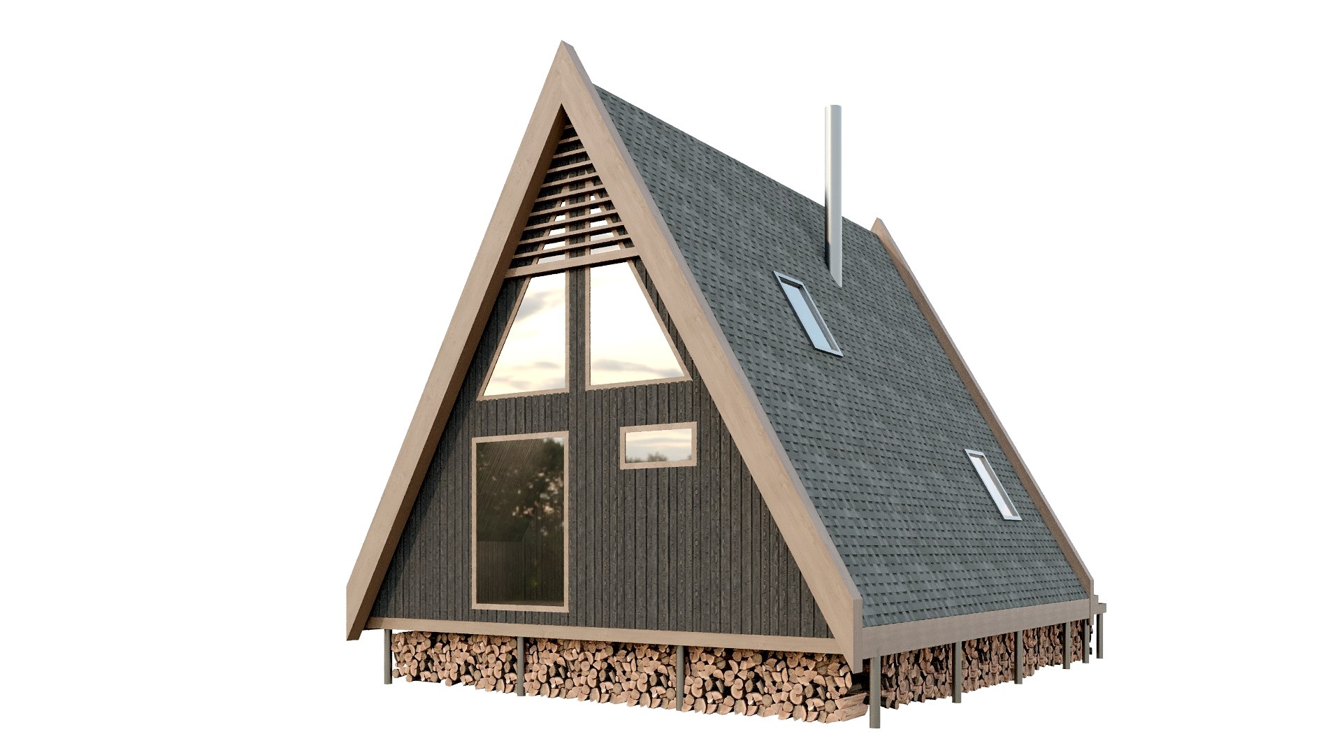 3D Model Small Modular A-Frame House - TurboSquid 1883632