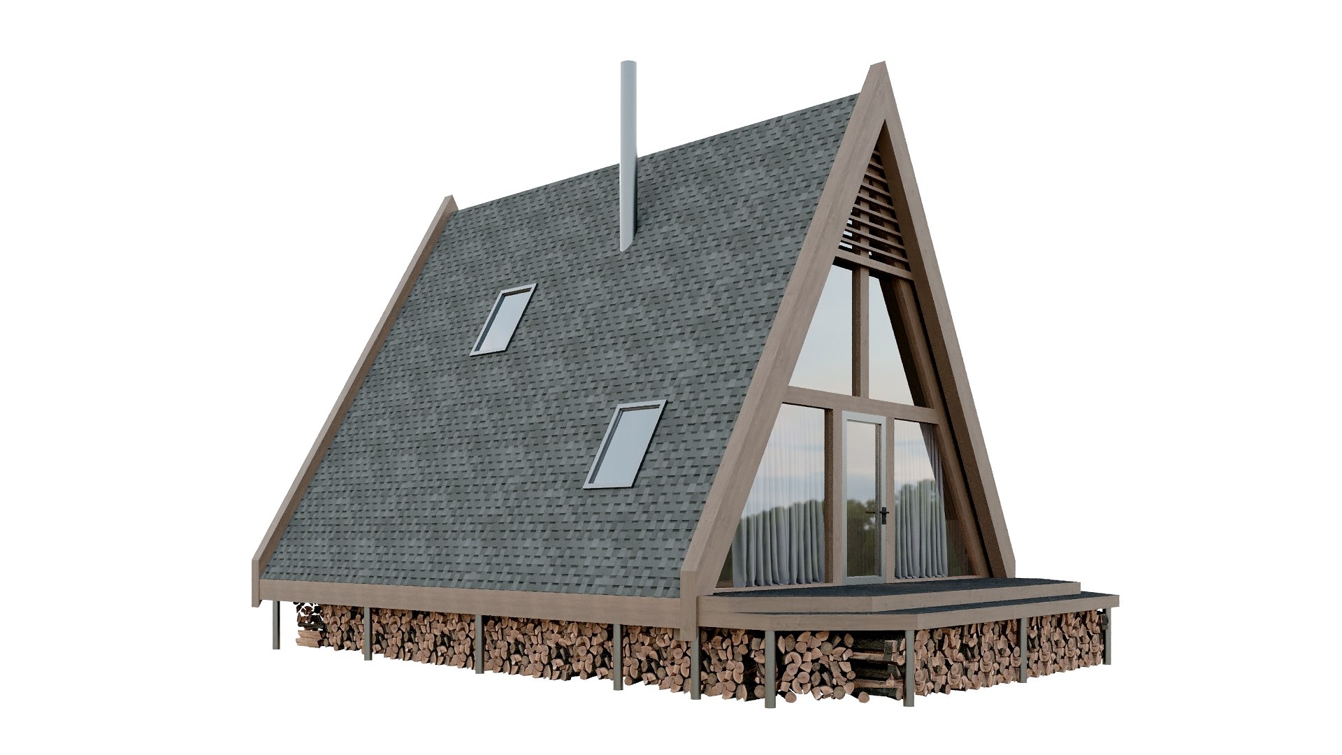 3D Model Small Modular A-Frame House - TurboSquid 1883632