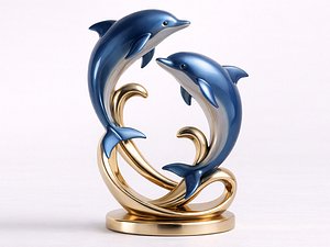 Leaping dolphins with base - 3D Print model 3D model