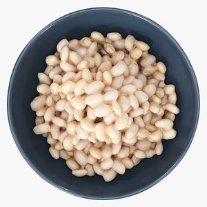Cooked small white beans 3D model
