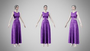 3D Dress 31 Royal Velvet Purple With Design