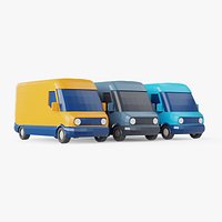 Delivery Van Stylized Blue Prime Yellow