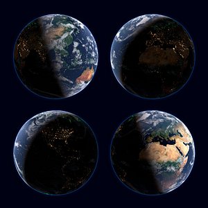 3D Volumetric Planet Earth with Aurora Borealis For Blender model