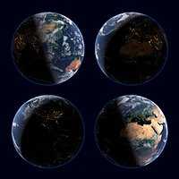 Volumetric Planet Earth with Aurora Borealis For Blender