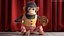 Windup Monkey Toy with Cymbals Striped Red Fur for Cinema 4D