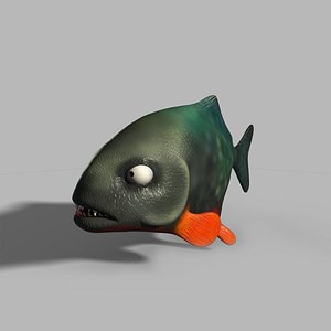 3D Piranha cartoon piranha model with binding model