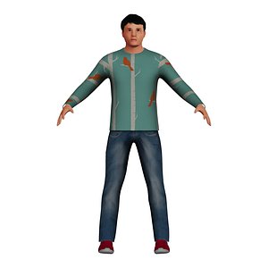 Adult Low-Poly Asian Man