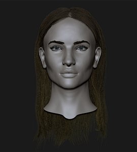 Realistic head cute blonde girl