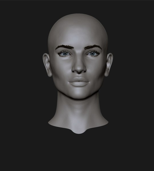 cute girl head 3d obj