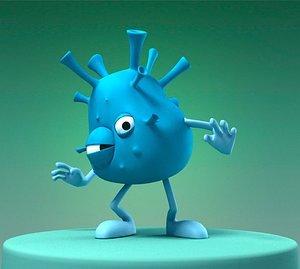 3d model funny cartoon bacterium