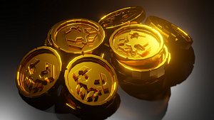Gold Coins Low-poly 3D model 3D