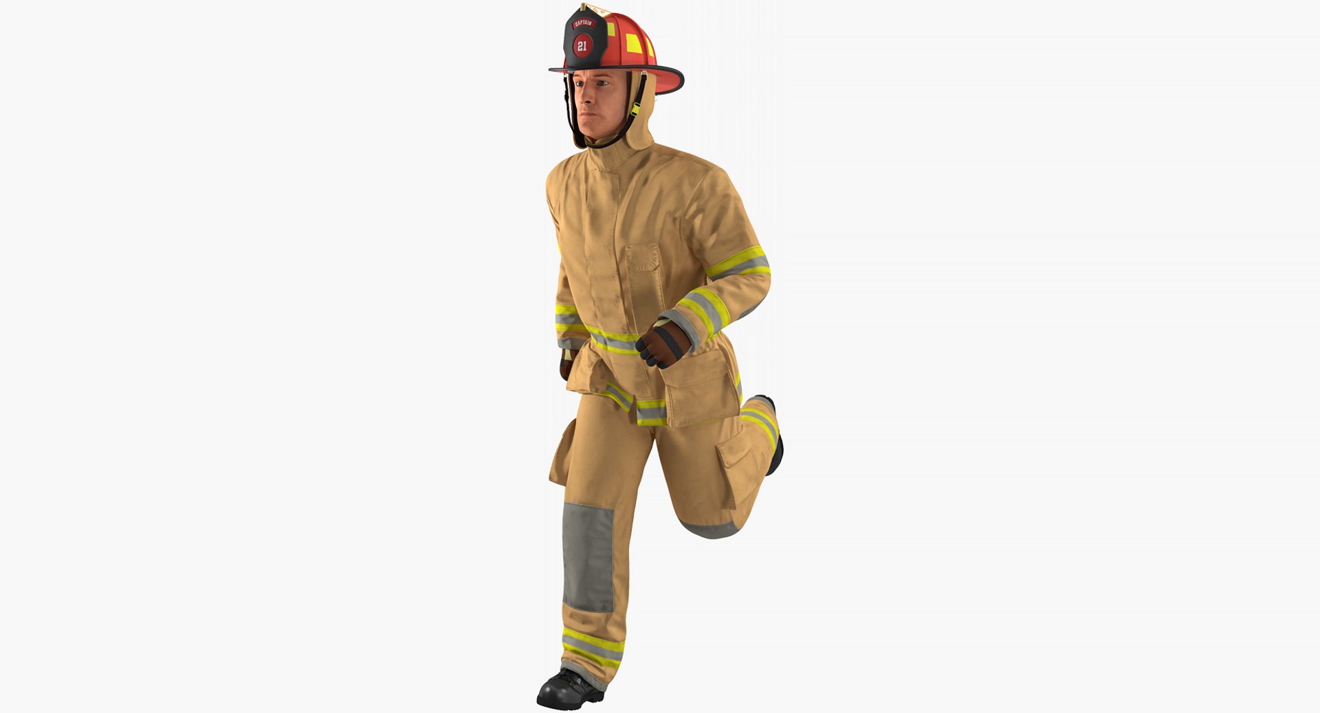 US Firefighter with Fully Protective Suit Rigged 3D Model 3D model preview