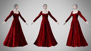 Dress 40 Burgundy Velvet With Design 3D