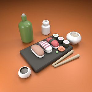 japanese Sushi Low-poly 3D model