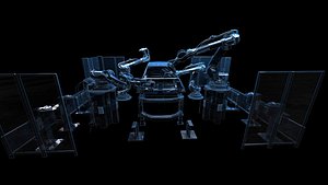 Robot arm animation car manufacturing production line factory