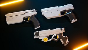 3D Futuristic Pistol Pack 02 model