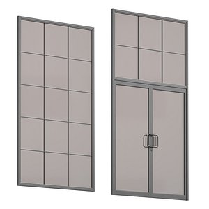 3D model Aluminum entrance group door and window