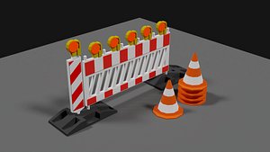 Lowpoly Street Construction Barrier 3D model