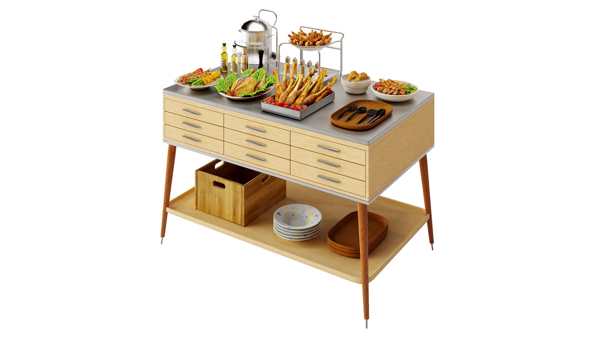 FoodServingTableWithChicken 3D - TurboSquid 2272777