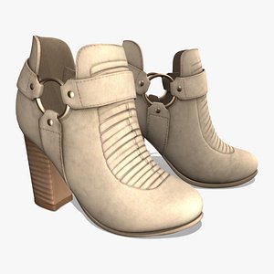 Faux Suede Cap Toe Ankle Boots 3D model